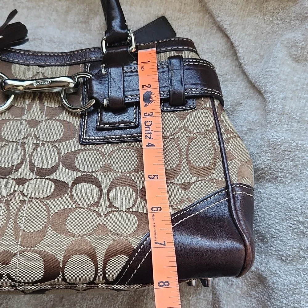 Coach Signature Hampton Canvas & Leather Shoulder Bag - Picture 15 of 16